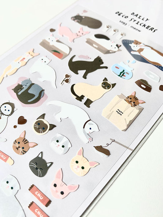 pegatinas coreanas de gato y gatitos para agenda y bullet journal