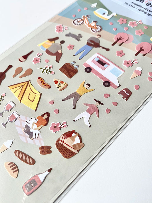 pegatinas coreanas de primavera y picnic para agenda y decorar el bullet