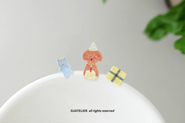 pegatinas coreanas de perro poodle marron para agenda y bullet journal