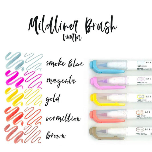 rotuladores de pincel doble punta mildliner japoneses en tonos cálidos para bullet journal