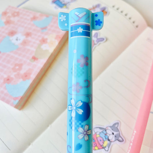 bolígrafo japonés divertido estilo kawaii de kimono azul