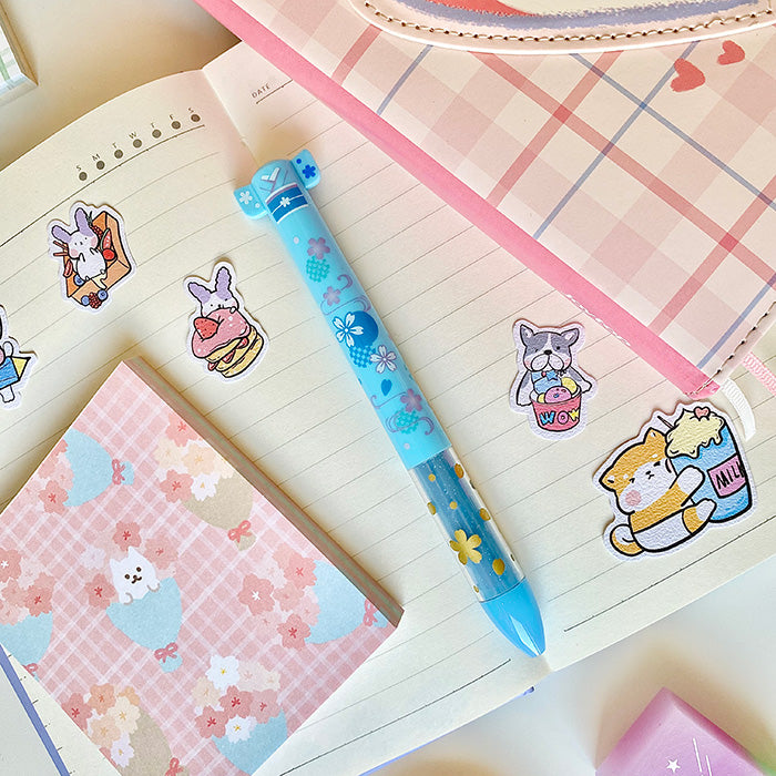 bolígrafo japonés divertido estilo kawaii de kimono azul