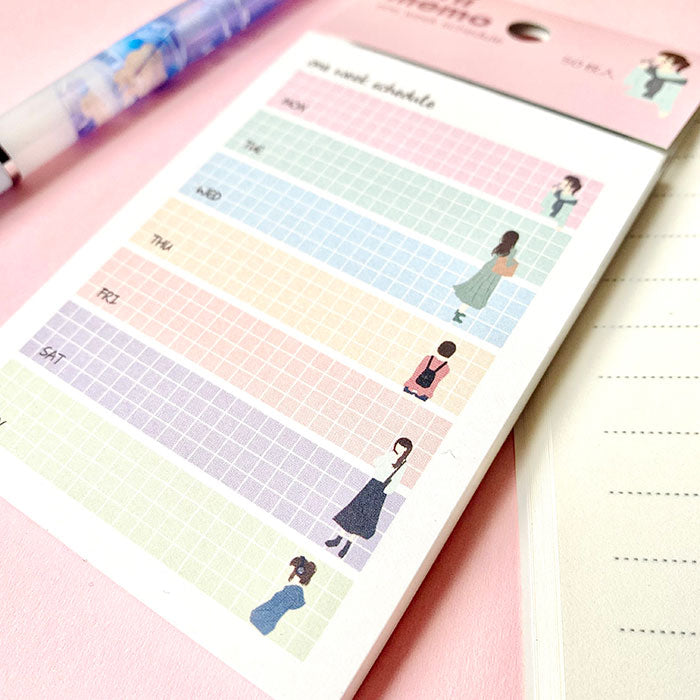 bloc de notas aesthetic de japón para planificación semanal con chicas