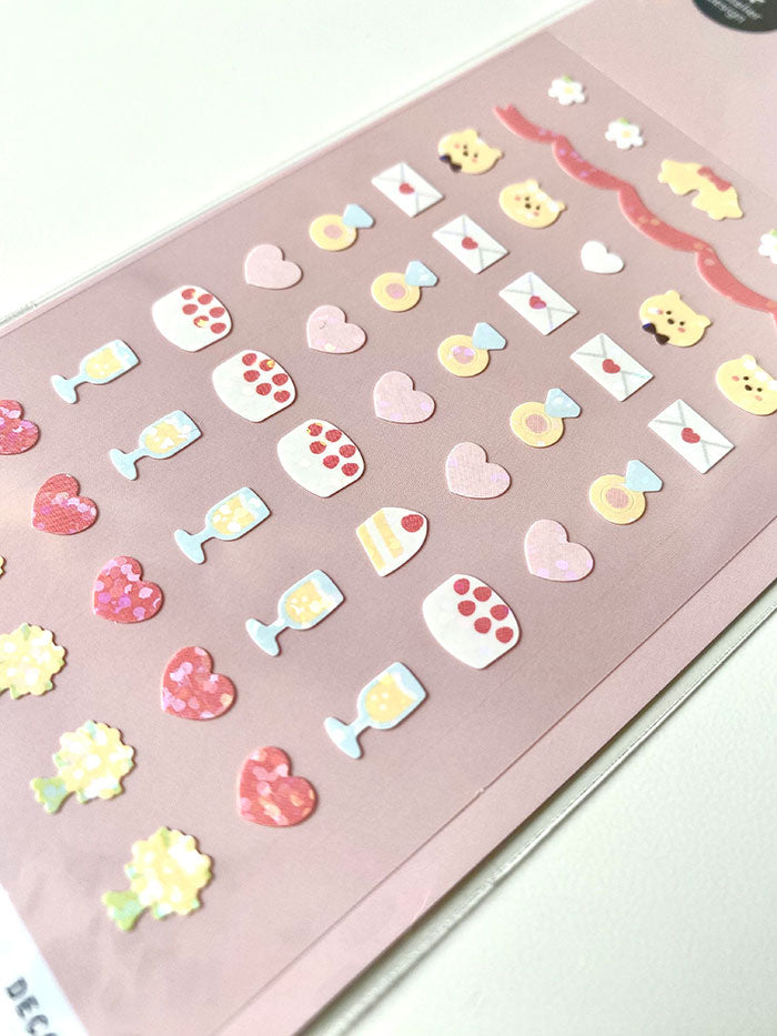 pegatinas coreanas de de amor brillantes para agenda y decorar el bullet journal
