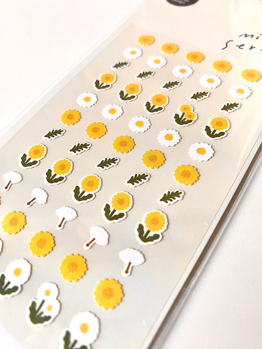 pegatinas coreanas de flores amarillas y blancas para agenda y decorar el bullet journal