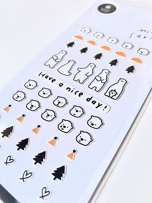 pegatinas coreanas de ositos y oso polar para agenda y decorar el bullet journal