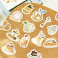 pegatinas japonesas bonitas con temática de cafetería y animales kawaii y material de papel washi con detalles de foil dorado brillante