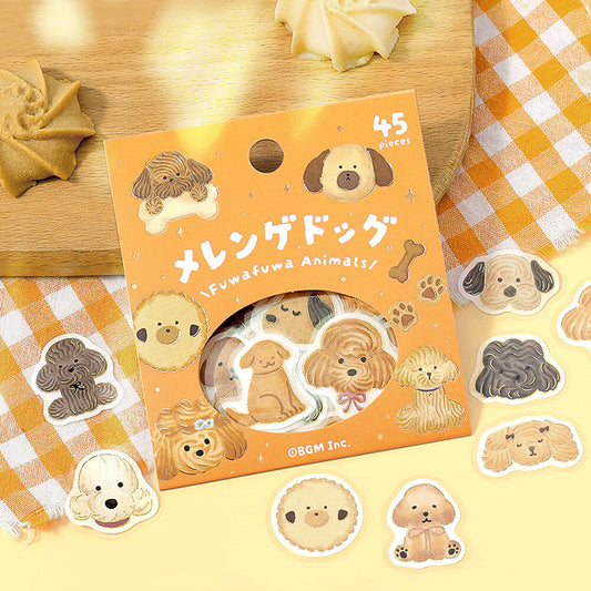 pegatinas japonesas bonitas de temática de animales y perritos kawaii, material de papel washi con detalles de foil dorado brillante
