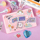 pegatinas japonesas bonitas de temática retro de los años 90 y 00, material de papel washi con detalles de foil plateado brillante