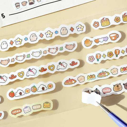 Pegatinas japonesas bonitas y que brillan en formato de línea para decorar agendas, libretas, cartas...