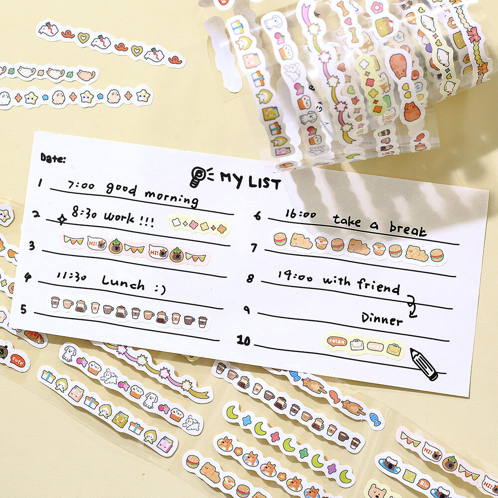 Pegatinas japonesas bonitas y que brillan en formato de línea para decorar agendas, libretas, cartas...