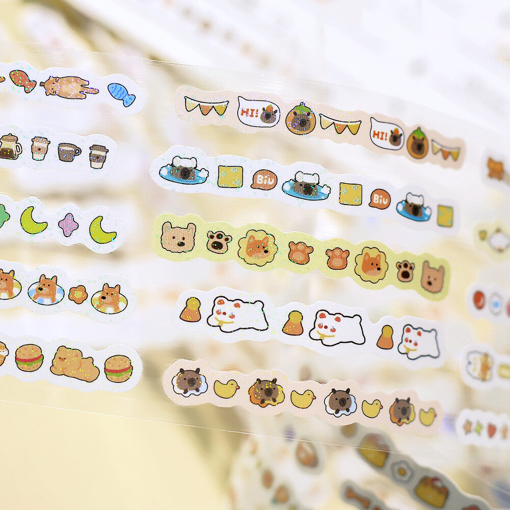 Pegatinas japonesas bonitas y que brillan en formato de línea para decorar agendas, libretas, cartas...