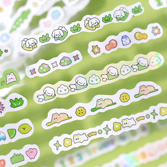 Pegatinas japonesas bonitas y que brillan en formato de línea para decorar agendas, libretas, cartas...
