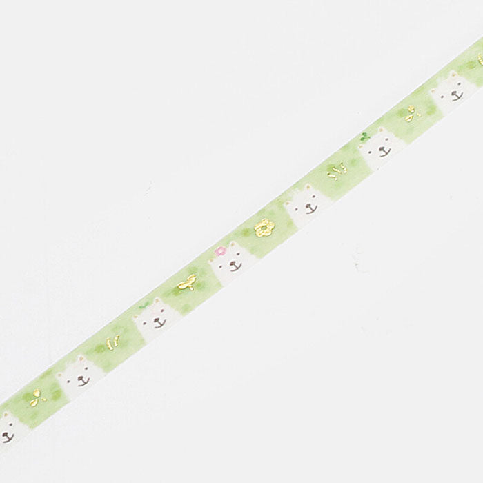 washi tape japonesa color verde de animales con alpaca y detalles dorados