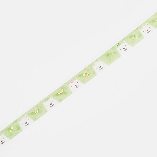 washi tape japonesa color verde de animales con alpaca y detalles dorados