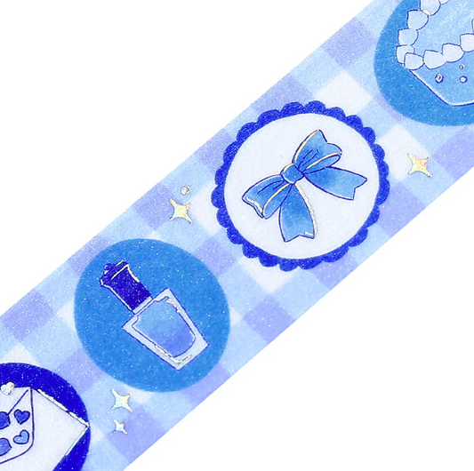 washi tape de japón colorido azul para decorar scrap booking, cartas o libretas