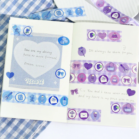 washi tape de japón colorido azul para decorar scrap booking, cartas o libretas