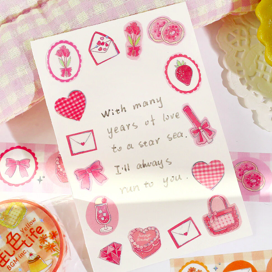 washi tape de japón colorido rosa para decorar scrap booking, cartas o libretas