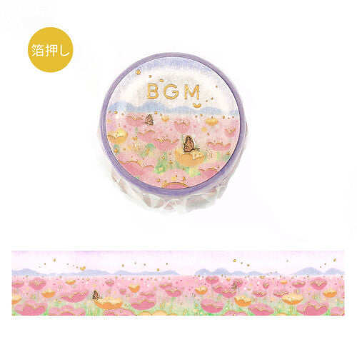 washi tape de japón con ilustración de primavera, flores y mariposas