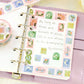 washi tape japonés estilo floral con animales y detalles dorados brillantes