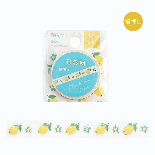 washi tape japonés de color amarillo con limones y detalles dorados