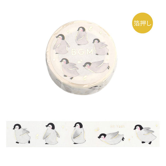 washi tape japonés de pinguino con detalles dorados