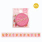 washi tape japonés de color rosa con fresas y detalles dorados