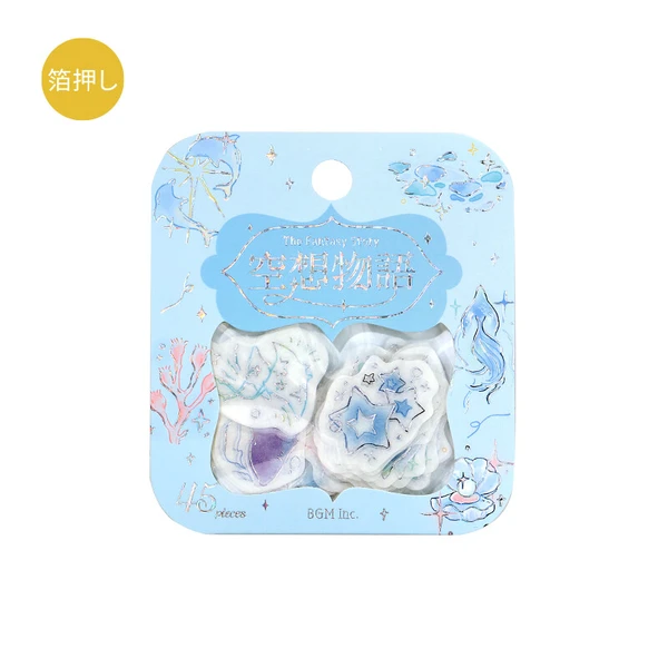 pegatinas japonesas de papel washi y buena calidad, con diseño marino y sirenas, detalles brillantes con foil plateado