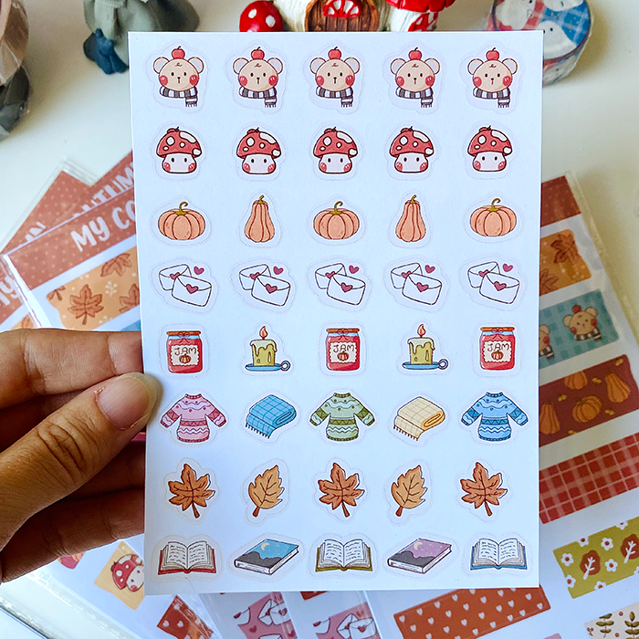 pack de pegatinas para journaling con diseños de otoño y halloween originales