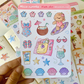 hoja de pegatinas de vinilo con arte kawaii de papelería bonita hecas a mano