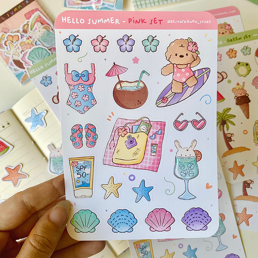 hoja de pegatinas de vinilo con arte kawaii de papelería bonita hecas a mano