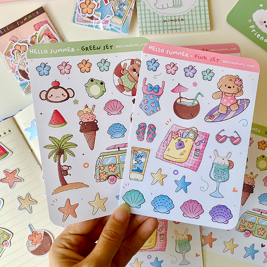 hoja de pegatinas de vinilo con arte kawaii de papelería bonita hecas a mano
