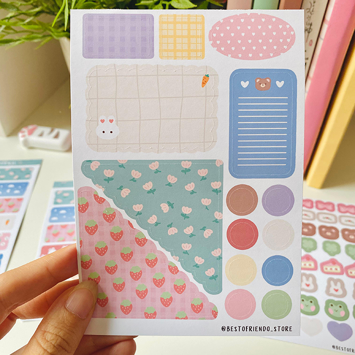 pack de pegatinas decorativas para journal con diseños kawaii adorables y de calidad