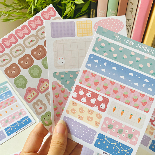 pack de pegatinas decorativas para journal con diseños kawaii adorables y de calidad