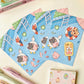 postal kawaii con diseño de de verano en la piscina, ilustración original de papelería bonita