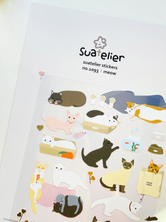 pegatinas coreanas de gato y gatitos para agenda y bullet journal