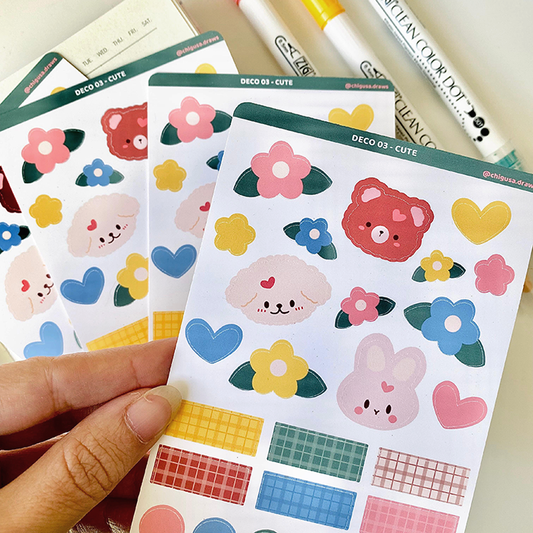 pegatinas kawaii y aesthetic para decorar agendas y journaling