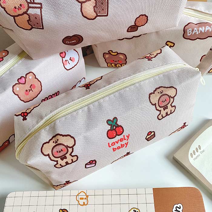 estuches grandes de tela espaciosos con ositos kawaii