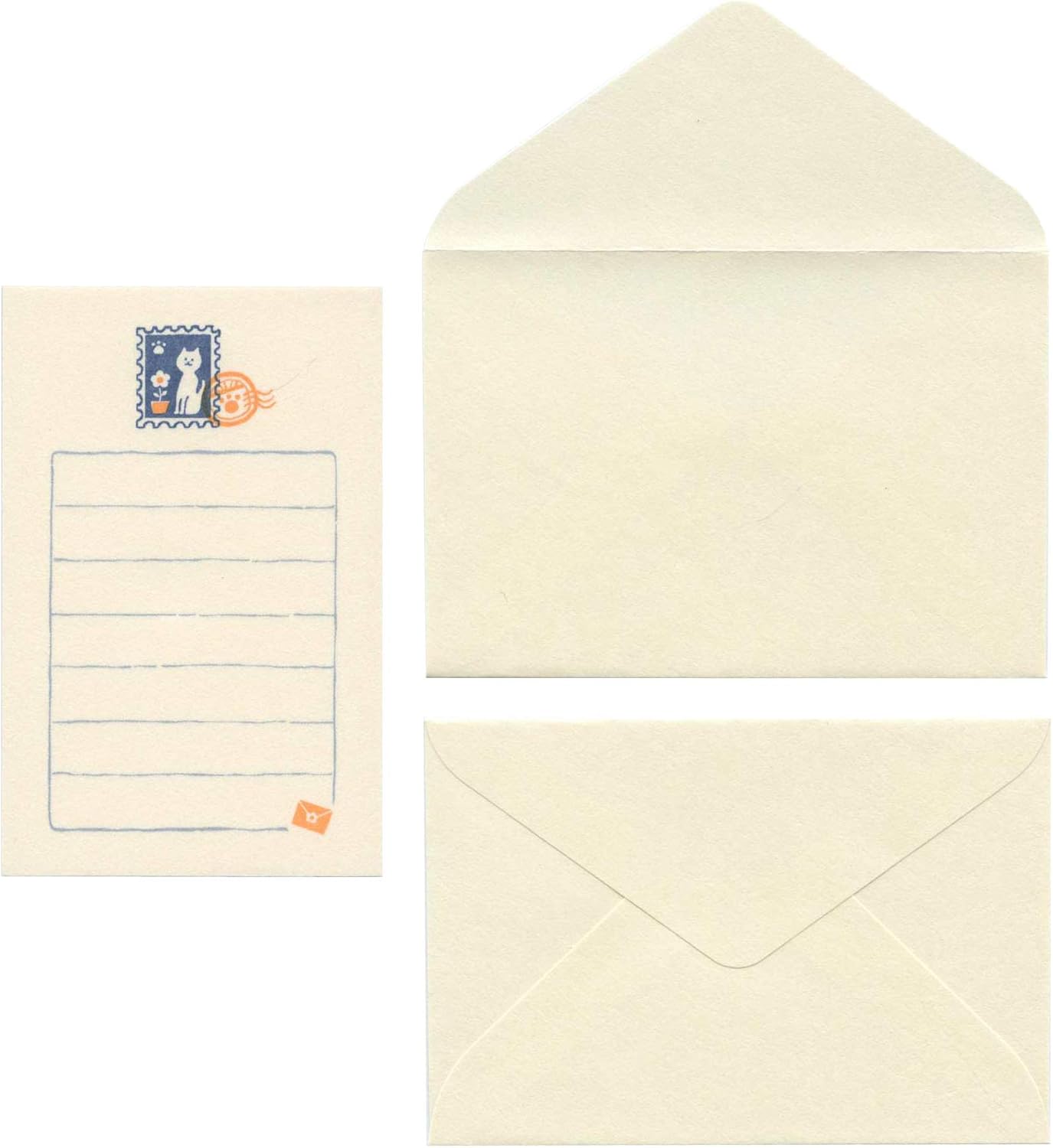set de cartas y sobres con textura de papeleria japonesa con gatito