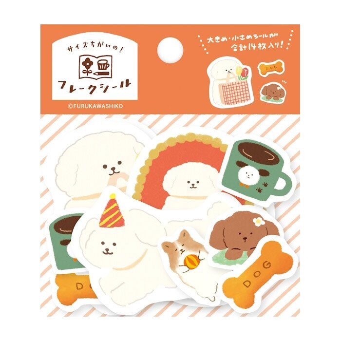 pegatinas japonesas de animales con diseño de gato y perro estilo aesthetic para bullet journal de la marca furukawa shiko