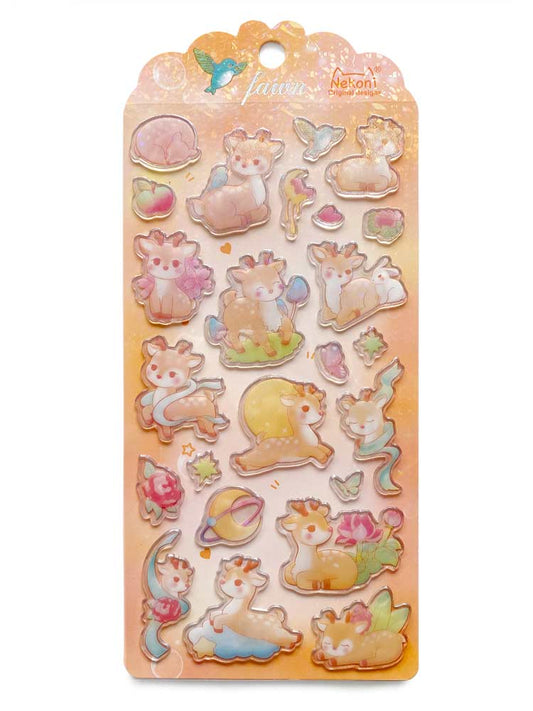 hoja de pegatinas brillantes con relieve para agendas y libretas, con diseños de animales kawaii