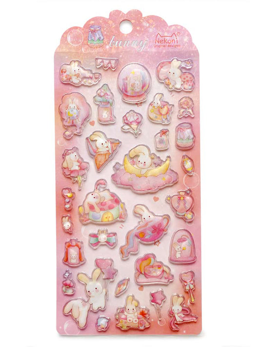 hoja de pegatinas brillantes con relieve para agendas y libretas, con diseños de animales kawaii