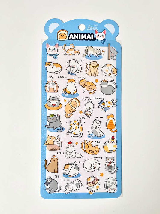 hoja de pegatinas de animales resistentes al agua para agendas y libretas, con diseños de kawaii