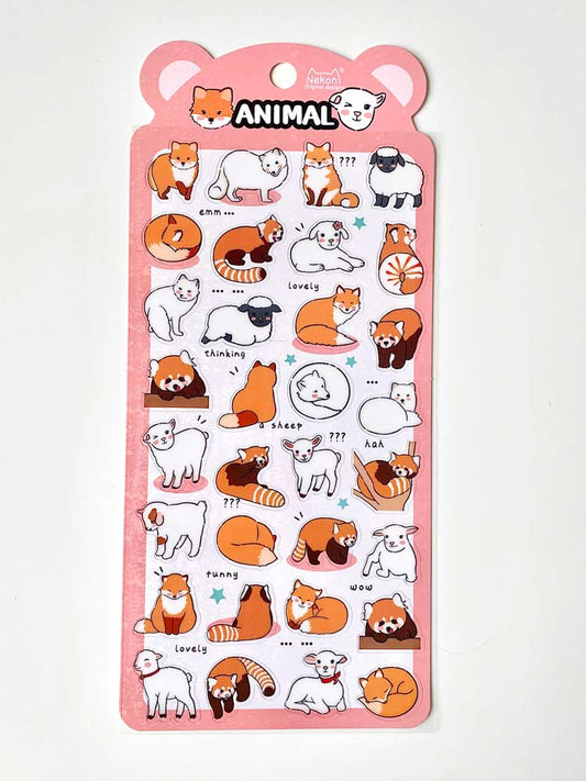 hoja de pegatinas de animales resistentes al agua para agendas y libretas, con diseños de kawaii