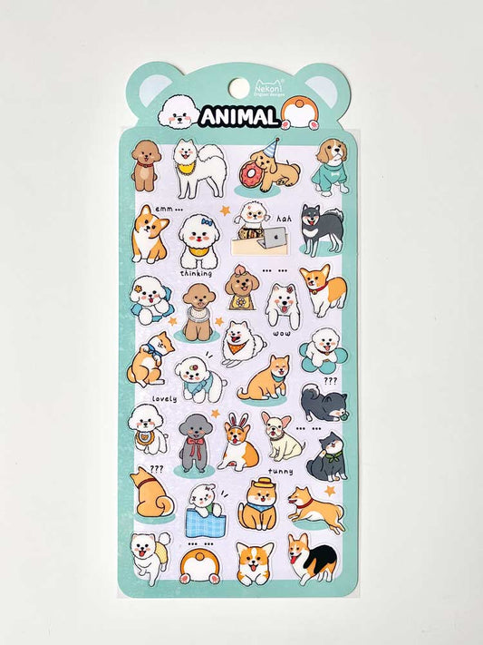 hoja de pegatinas de animales resistentes al agua para agendas y libretas, con diseños de kawaii