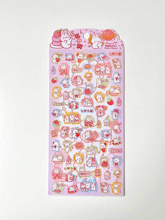 hoja de pegatinas de animales y colores para agendas y libretas, con diseños kawaii