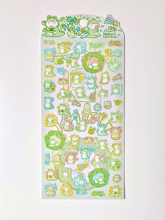 hoja de pegatinas de animales y colores para agendas y libretas, con diseños kawaii