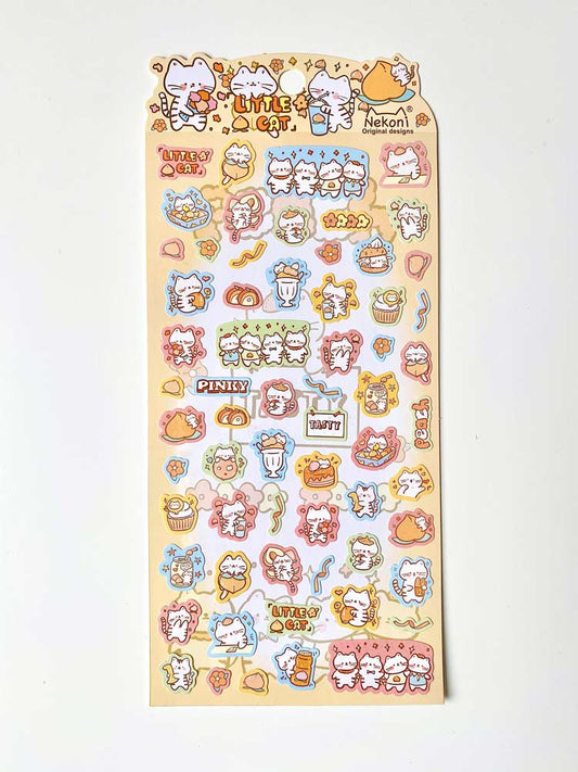 hoja de pegatinas de animales y colores para agendas y libretas, con diseños kawaii