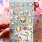 hoja de pegatinas de animales y colores para agendas y libretas, con diseños kawaii