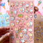 hoja de pegatinas de animales y colores para agendas y libretas, con diseños kawaii